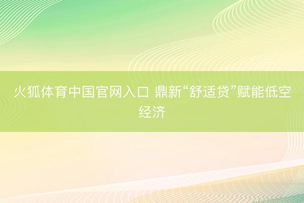 火狐体育中国官网入口 鼎新“舒适贷”赋能低空经济
