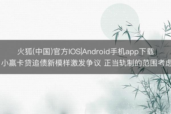 火狐(中国)官方IOS|Android手机app下载 小赢卡贷追债新模样激发争议 正当轨制的范围考虑