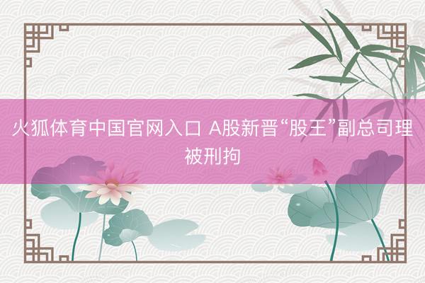 火狐体育中国官网入口 A股新晋“股王”副总司理被刑拘