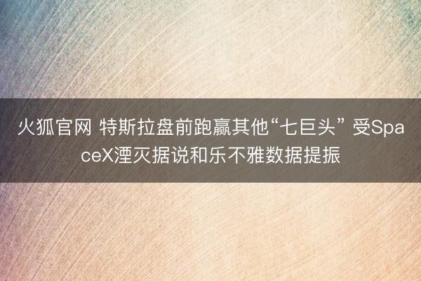 火狐官网 特斯拉盘前跑赢其他“七巨头” 受SpaceX湮灭据说和乐不雅数据提振