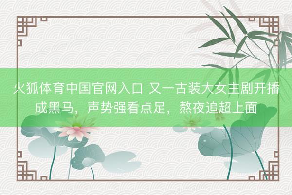 火狐体育中国官网入口 又一古装大女主剧开播成黑马，声势强看点足，熬夜追超上面