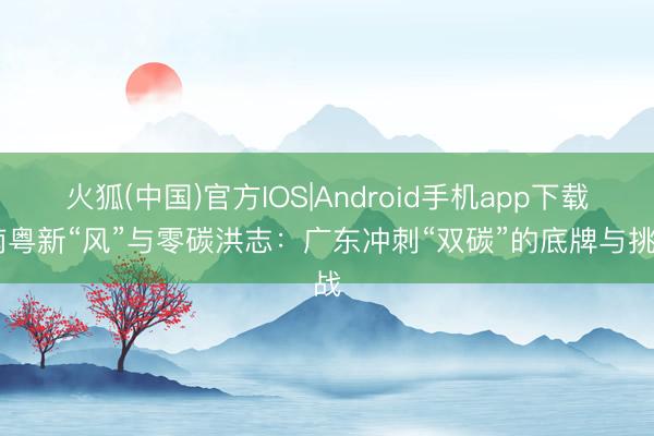 火狐(中国)官方IOS|Android手机app下载 南粤新“风”与零碳洪志：广东冲刺“双碳”的底牌与挑战