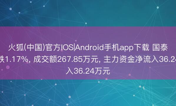 火狐(中国)官方IOS|Android手机app下载 国泰环保跌1.17%， 成交额267.85万元， 主力资金净流入36.24万元